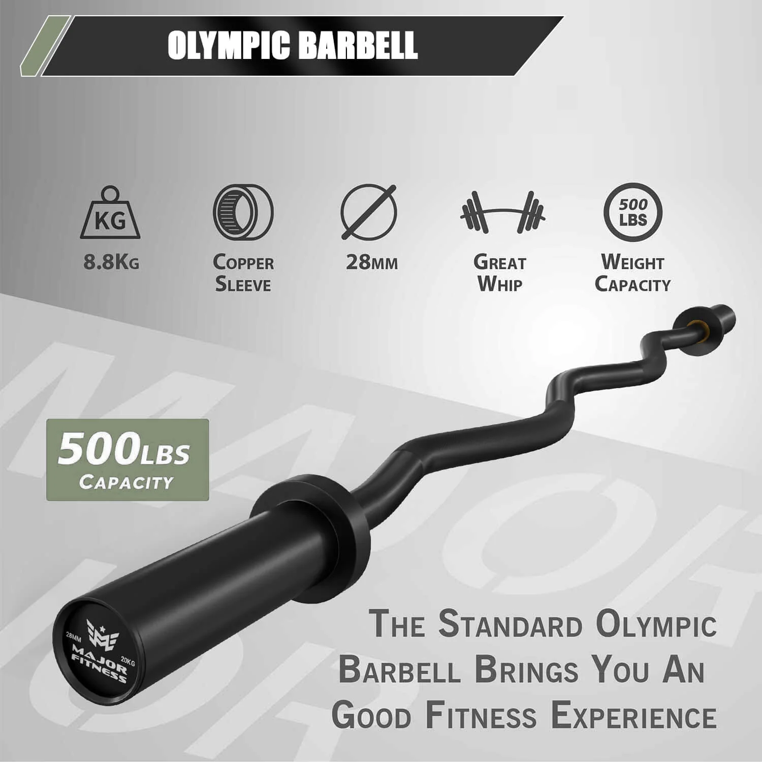 Major Fitness 4ft Olympic EZ Curl Barbell - Image 3