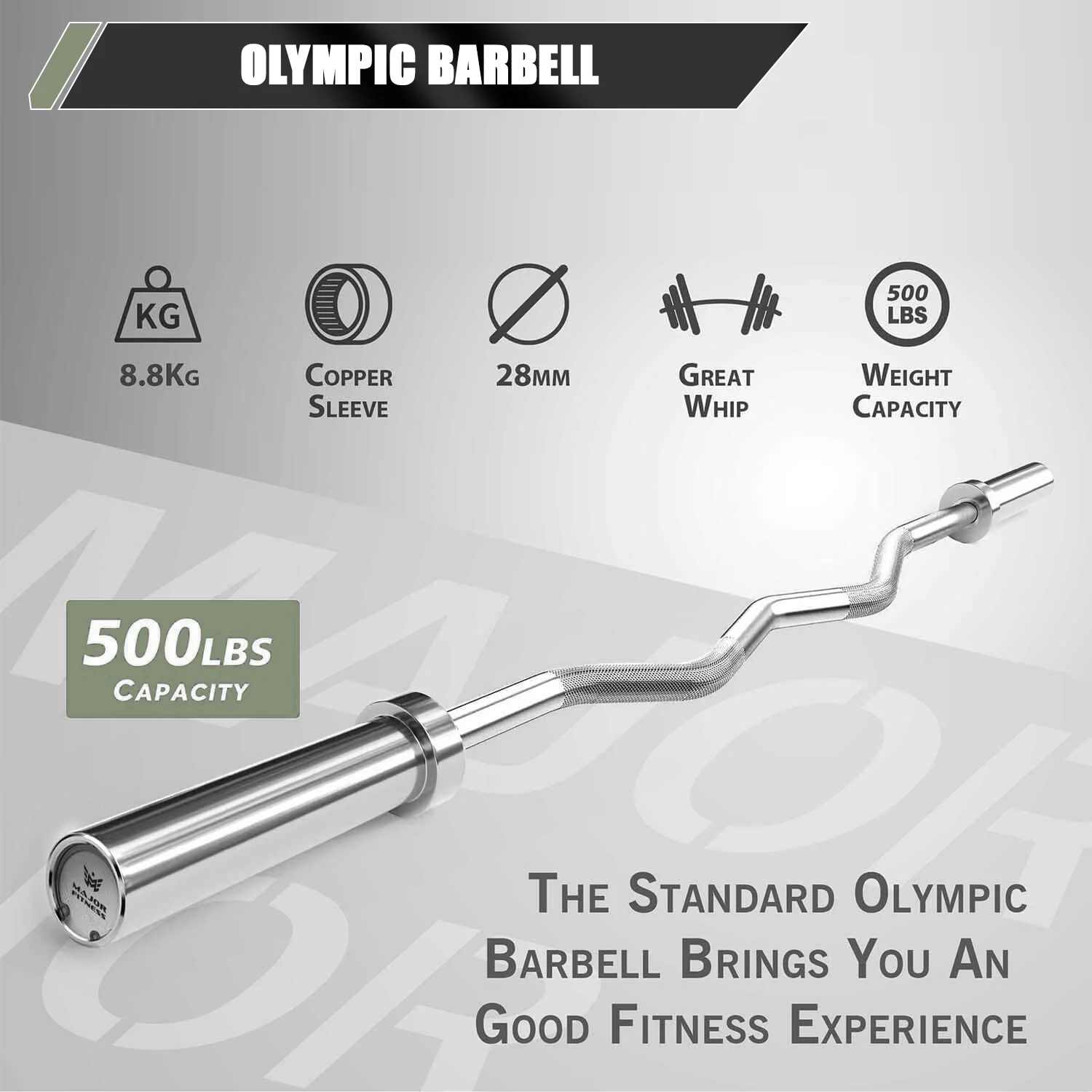 Major Fitness 4ft Olympic EZ Curl Barbell - Image 6