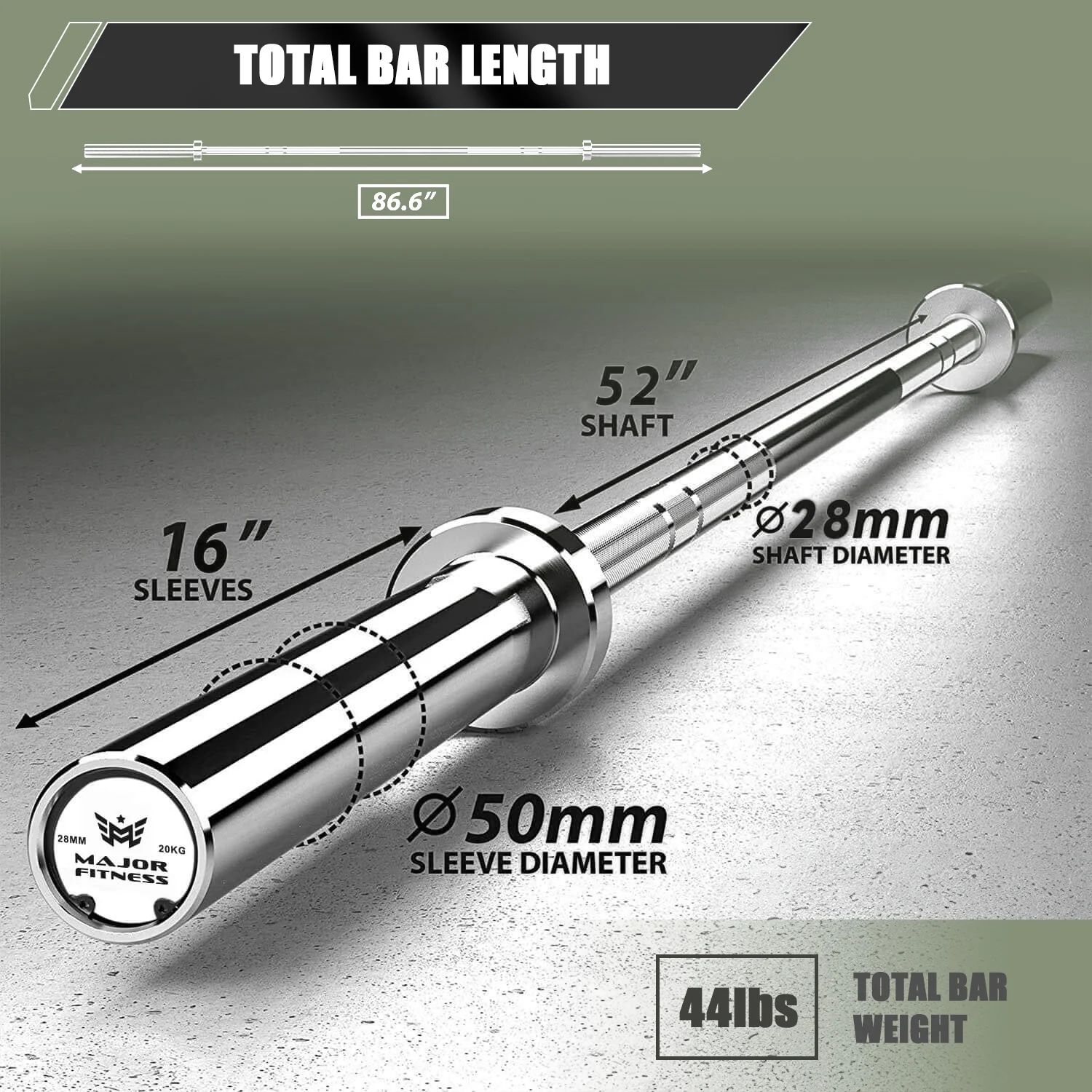 Major Fitness 7ft 20kg Home Gym Barbell - Image 7