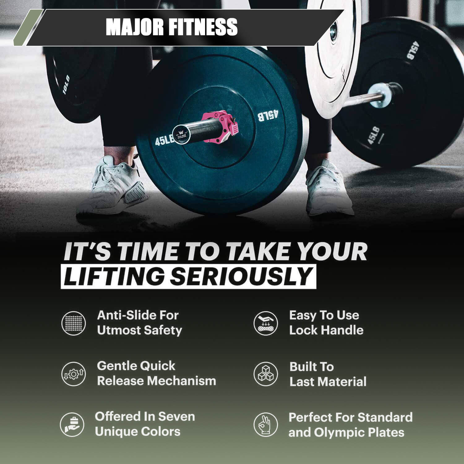 Major Fitness Barbell Collars | Olympic Barbell Clamps Sold In Pairs - Image 12