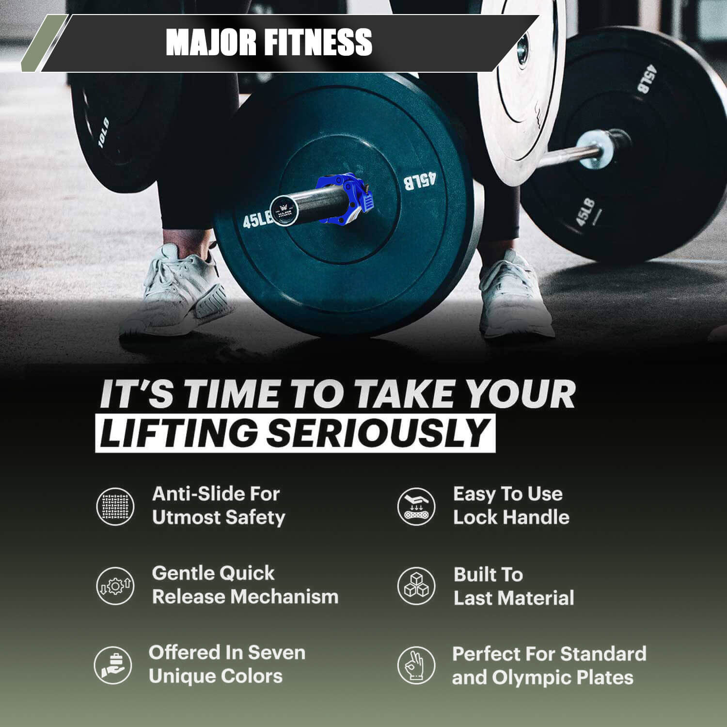 Major Fitness Barbell Collars | Olympic Barbell Clamps Sold In Pairs - Image 16