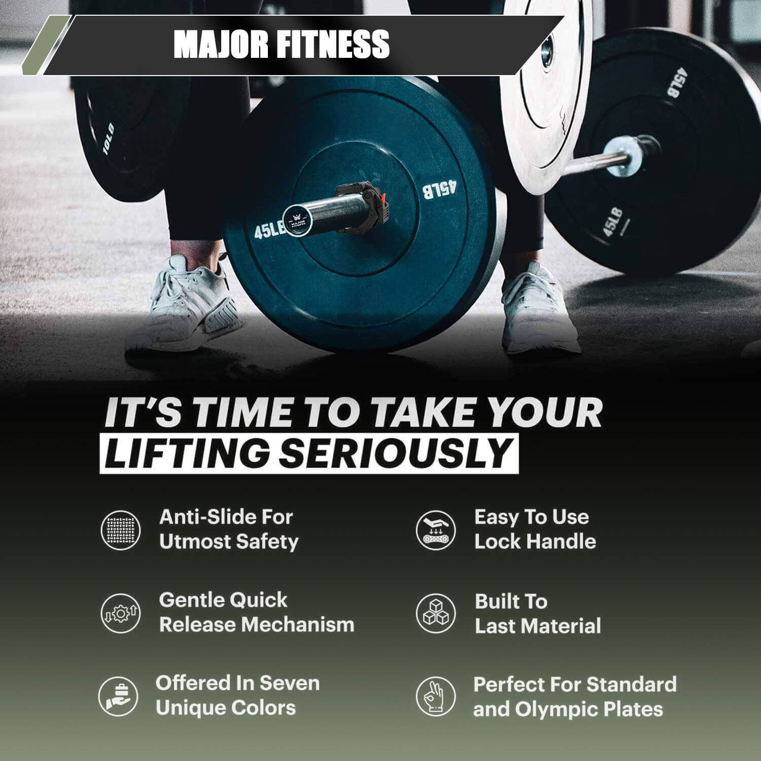 Major Fitness Barbell Collars | Olympic Barbell Clamps Sold In Pairs - Image 4