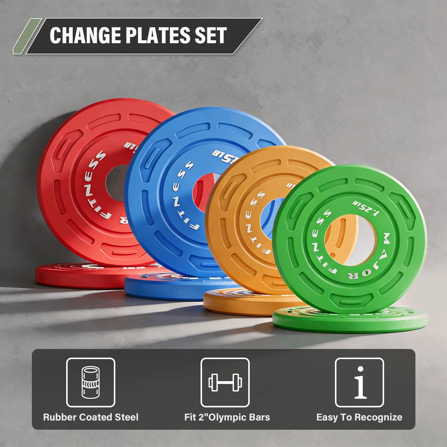 Major Fitness Color Change Plates 1.25LB-10LB Set - Image 5