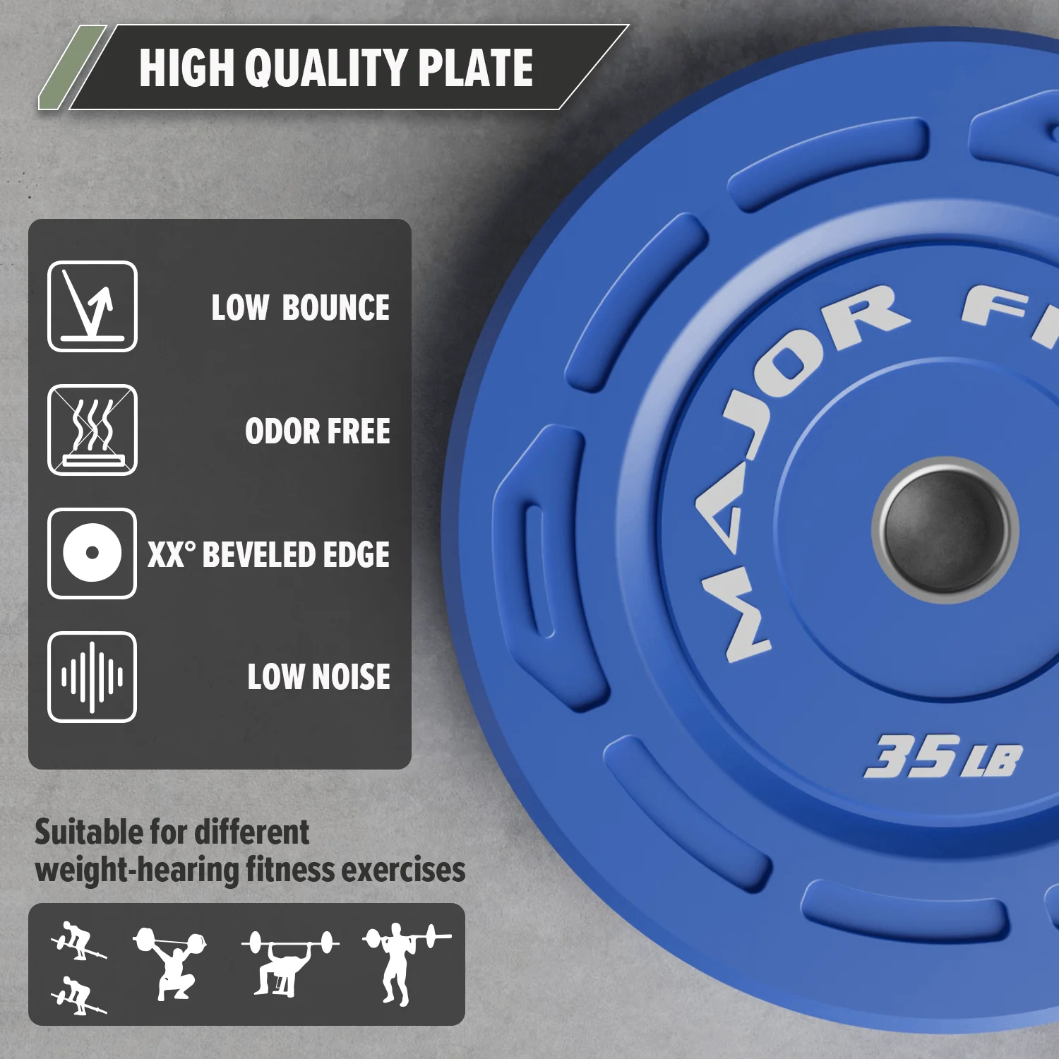 Major Fitness Color Grip Low Bounce Bumper Plates - Image 20