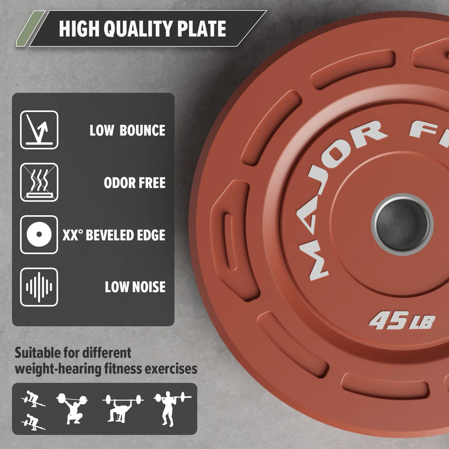 Major Fitness Color Grip Low Bounce Bumper Plates - Image 25