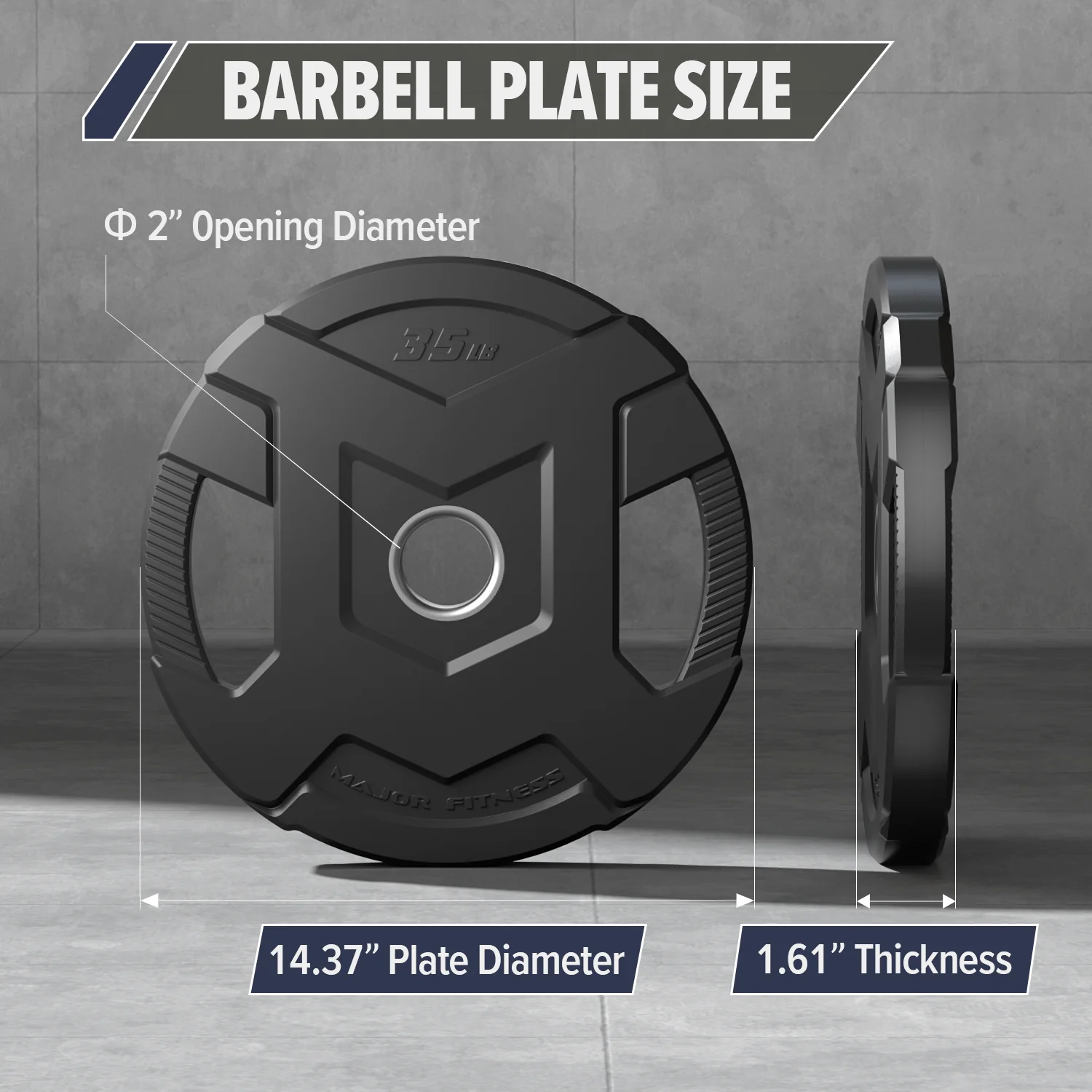 Major Fitness Rubber Coated Olympic Cast Iron Grip Plates - Image 14