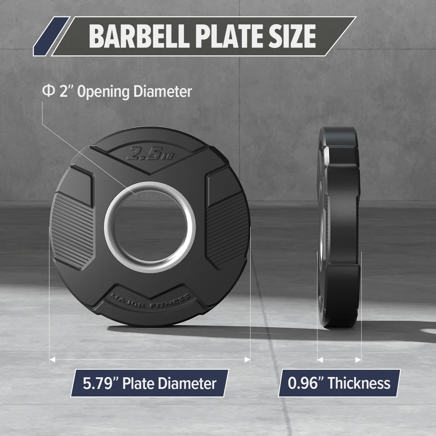 Major Fitness Rubber Coated Olympic Cast Iron Grip Plates - Image 4