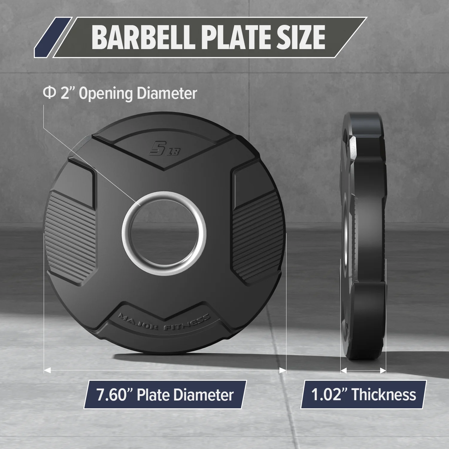 Major Fitness Rubber Coated Olympic Cast Iron Grip Plates - Image 6