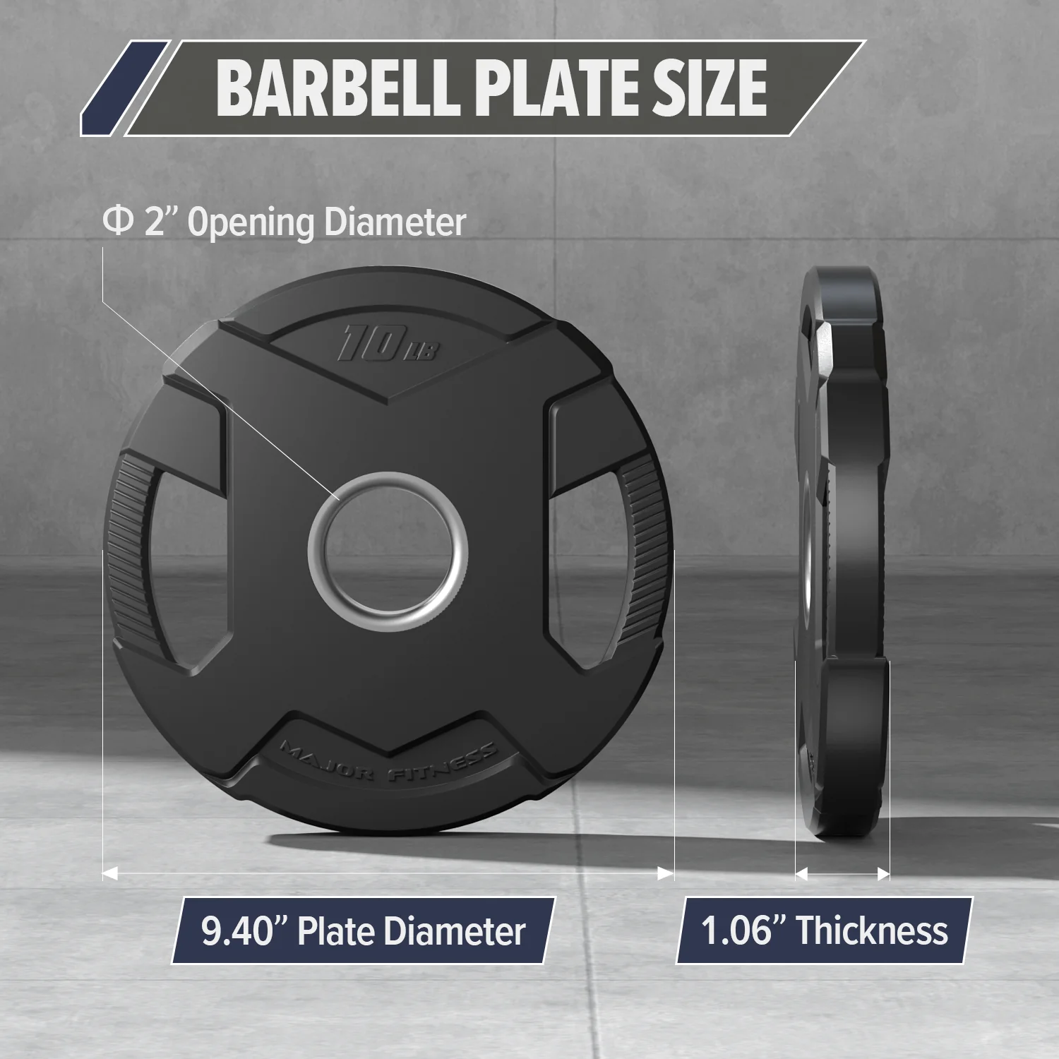 Major Fitness Rubber Coated Olympic Cast Iron Grip Plates - Image 8