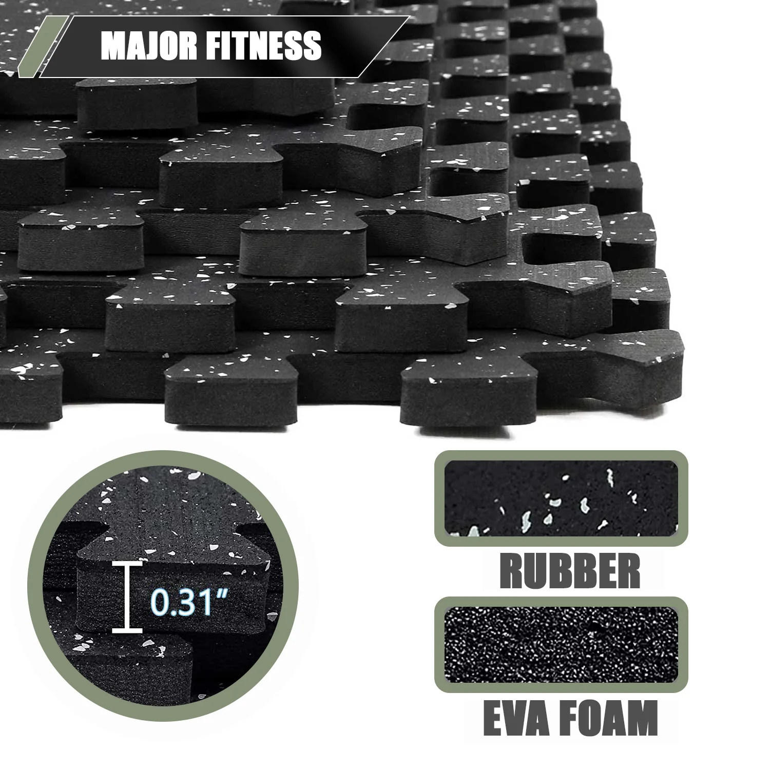 Major Fitness Rubber Flooring Gym Mats 0.31" Thickness - Image 4