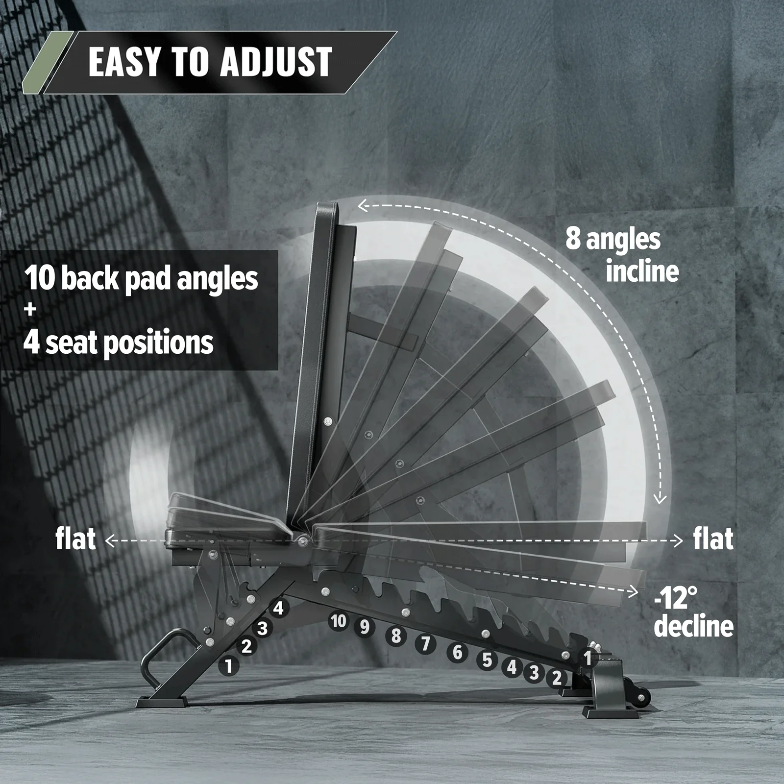 Major Fitness Adjustable Bench | 1300Lbs Capacity Weight Bench PLT01 - Image 3