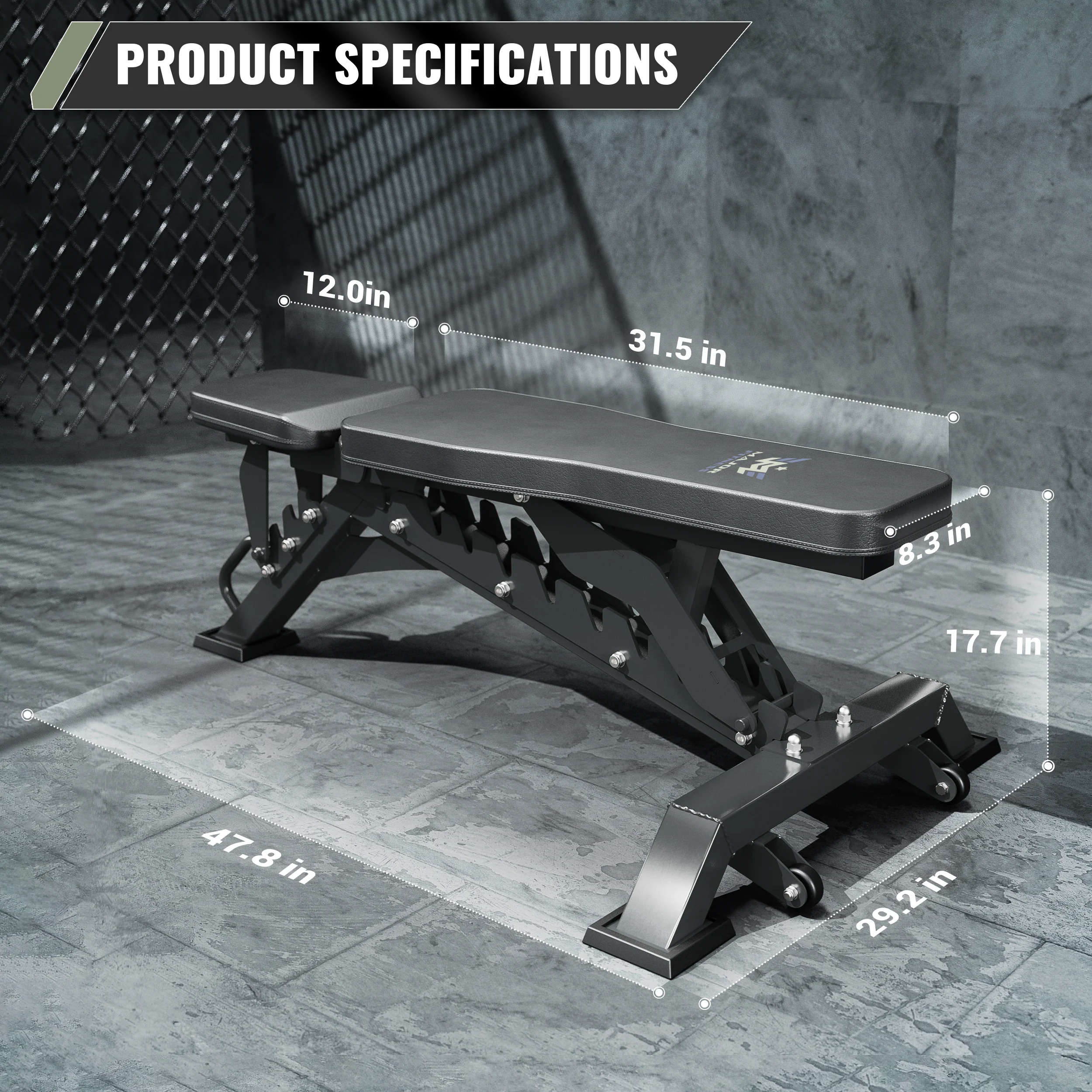 Major Fitness Adjustable Bench | 1300Lbs Capacity Weight Bench PLT01 - Image 5