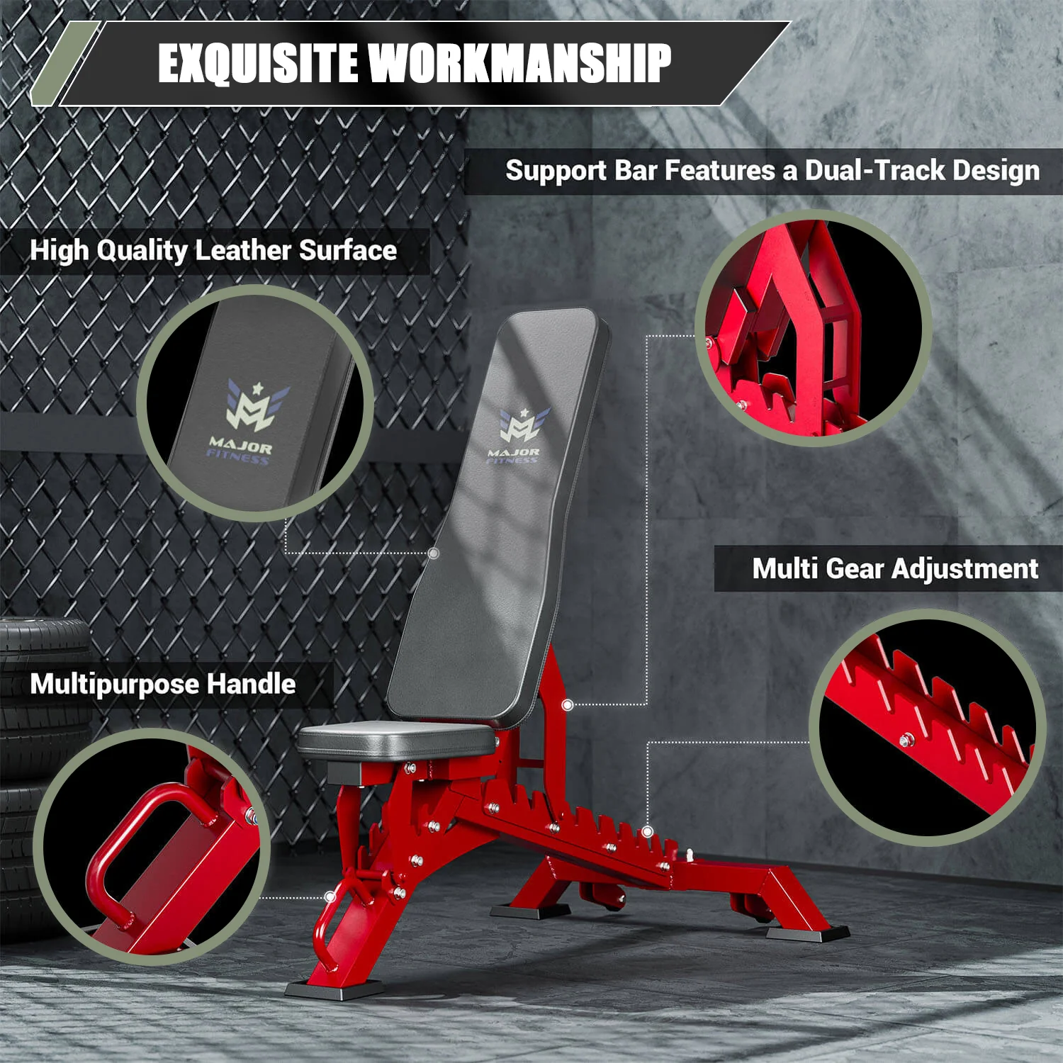 Major Fitness Adjustable Bench | 1300Lbs Capacity Weight Bench PLT01 - Image 7