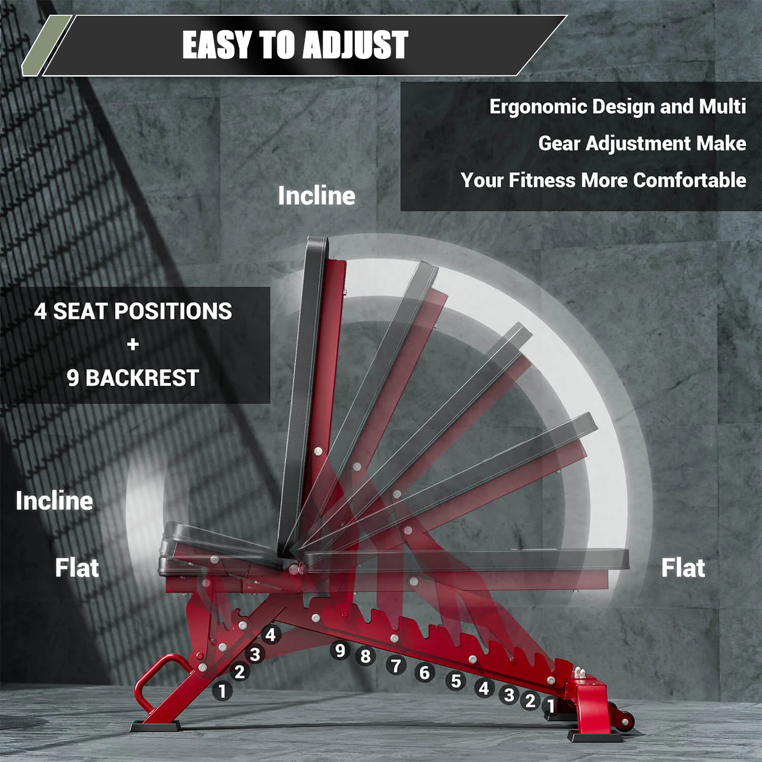 Major Fitness Adjustable Bench | 1300Lbs Capacity Weight Bench PLT01 - Image 8